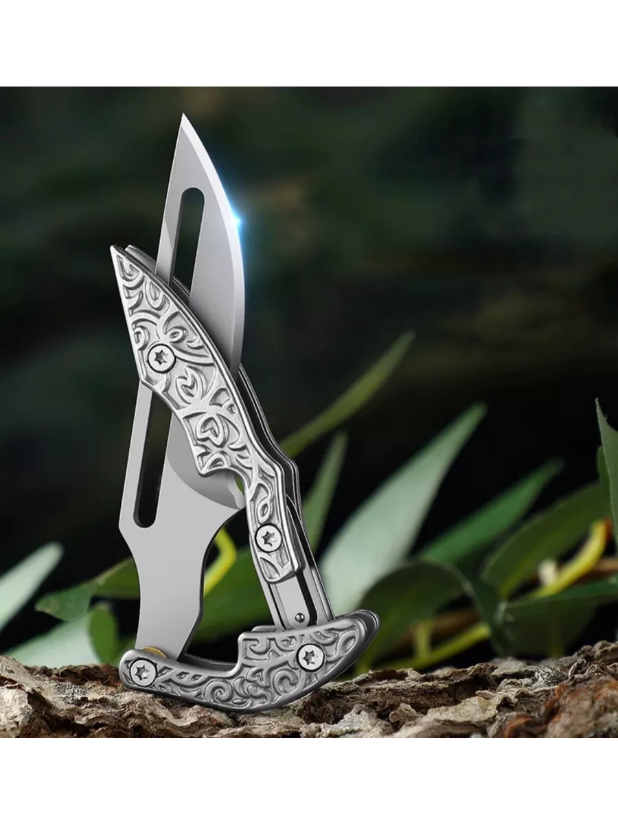 Wood Damask Folding Knife