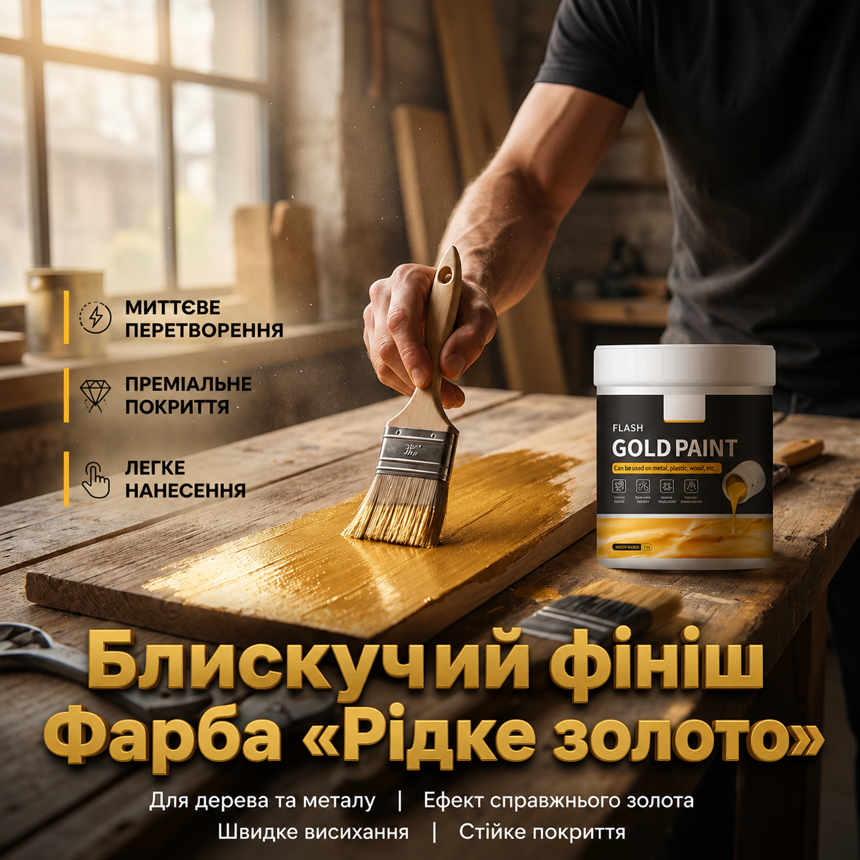 Багатоцільовий золотий лак на водній основі